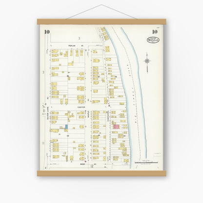 Old map wall art mockup — magnetic wood frame on white wall — Sanborn Fire Insurance Map from Westville, Gloucester County, New Jersey (1926), Sheet #0010