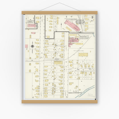Old map wall art mockup — magnetic wood frame on white wall — Sanborn Fire Insurance Map from Tipp City, Miami County, Ohio (1911), Sheet #0002