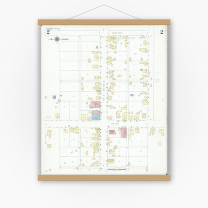 Old map wall art mockup — magnetic wood frame on white wall — Sanborn Fire Insurance Map from Martinsville, Clinton County, Ohio (1948), Sheet #0002