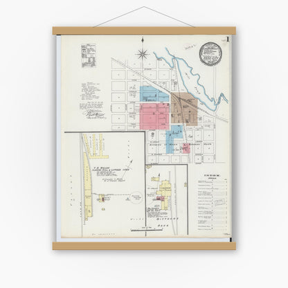 Old map wall art mockup — magnetic wood frame on white wall — Sanborn Fire Insurance Map from Reed City, Osceola County, Michigan (1890) - Complete Map Set