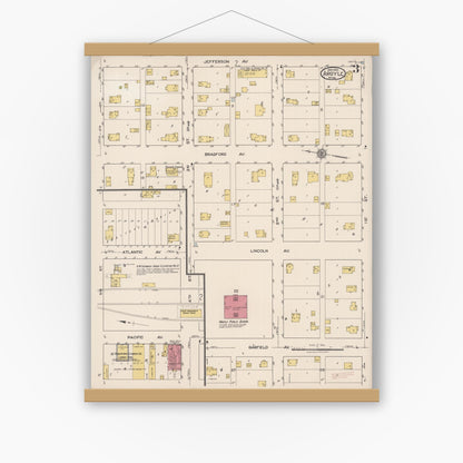 Old map wall art mockup — magnetic wood frame on white wall — Sanborn Fire Insurance Map from Argyle, Marshall County, Minnesota (1922), Sheet #0003