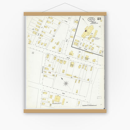 Old map wall art mockup — magnetic wood frame on white wall — Sanborn Fire Insurance Map from Salem, Salem County, New Jersey (1909), Sheet #0023