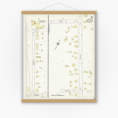 Old map wall art mockup — magnetic wood frame on white wall — Sanborn Fire Insurance Map from Ripley, Chautauqua County, New York (1912), Sheet #0005