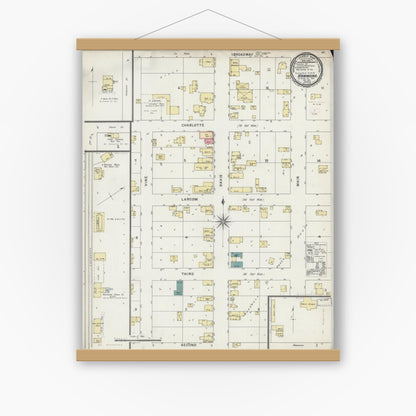 Old map wall art mockup — magnetic wood frame on white wall — Sanborn Fire Insurance Map from Hammond, St. Croix County, Wisconsin (1895), Sheet #0001