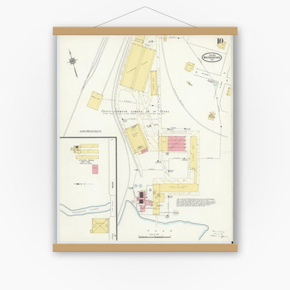 Old map wall art mockup — magnetic wood frame on white wall — Sanborn Fire Insurance Map from Nacogdoches, Nacogdoches County, Texas (1912), Sheet #0010