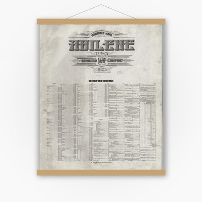 Old map wall art mockup — magnetic wood frame on white wall — Sanborn Fire Insurance Map from Abilene, Taylor County, Texas (1925), Sheet #0001