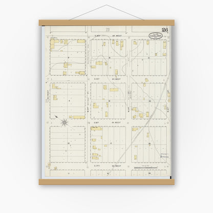 Old map wall art mockup — magnetic wood frame on white wall — Sanborn Fire Insurance Map from Ashland, Ashland County, Wisconsin (1895), Sheet #0026