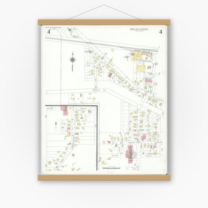 Old map wall art mockup — magnetic wood frame on white wall — Sanborn Fire Insurance Map from Canal Winchester, Franklin County, Ohio (1941), Sheet #0004