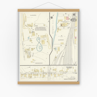 Old map wall art mockup — magnetic wood frame on white wall — Sanborn Fire Insurance Map from Braddock, Allegheny County, Pennsylvania (1914), Sheet #0037