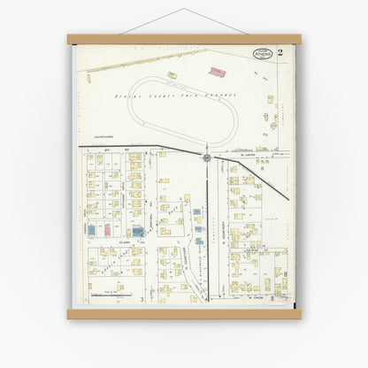 Old map wall art mockup — magnetic wood frame on white wall — Sanborn Fire Insurance Map from Athens, Athens County, Ohio (1914), Sheet #0002