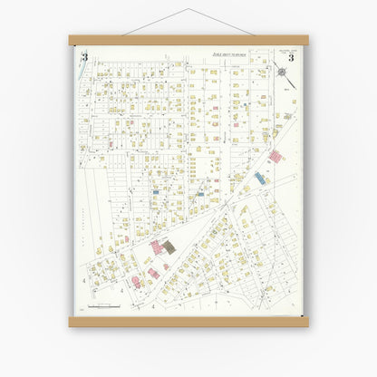 Old map wall art mockup — magnetic wood frame on white wall — Sanborn Fire Insurance Map from Milford, Clermont And Hamilton County, Ohio (1933), Sheet #0003