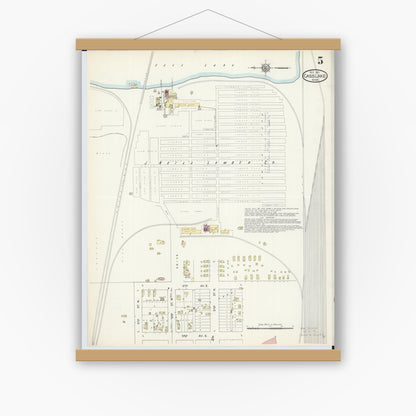 Old map wall art mockup — magnetic wood frame on white wall — Sanborn Fire Insurance Map from Cass Lake, Cass County, Minnesota (1913), Sheet #0005
