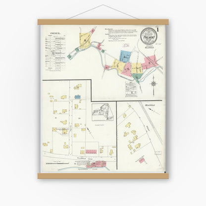 Old map wall art mockup — magnetic wood frame on white wall — Sanborn Fire Insurance Map from Philmont, Columbia County, New York (1912) - Complete Map Set