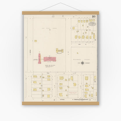 Old map wall art mockup — magnetic wood frame on white wall — Sanborn Fire Insurance Map from Calexico, Imperial County, California (1920), Sheet #0010