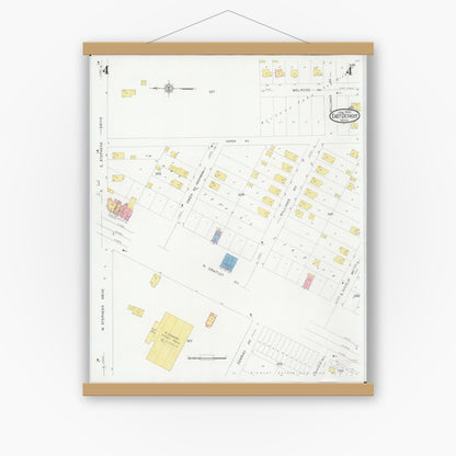 Old map wall art mockup — magnetic wood frame on white wall — Sanborn Fire Insurance Map from East Detroit, Macomb County, Michigan (1931), Sheet #0004