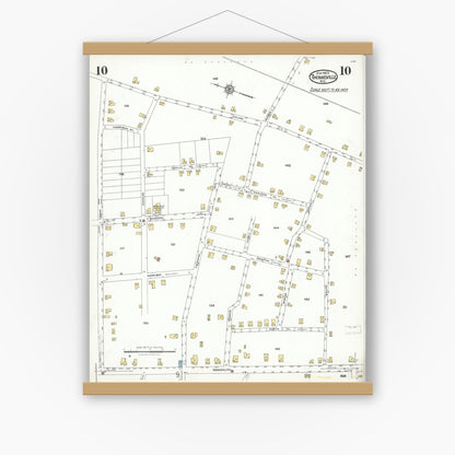 Old map wall art mockup — magnetic wood frame on white wall — Sanborn Fire Insurance Map from Thomasville, Davidson County, North Carolina (1923), Sheet #0010