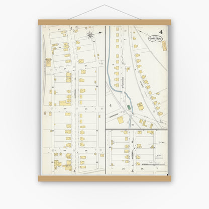 Old map wall art mockup — magnetic wood frame on white wall — Sanborn Fire Insurance Map from Barnesboro, Cambria County, Pennsylvania (1903), Sheet #0004