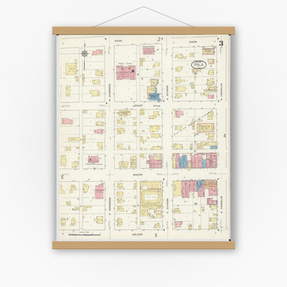 Old map wall art mockup — magnetic wood frame on white wall — Sanborn Fire Insurance Map from Polo, Ogle County, Illinois (1913), Sheet #0003