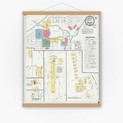 Old map wall art mockup — magnetic wood frame on white wall — Sanborn Fire Insurance Map from Charlevoix, Charlevoix County, Michigan (1901) - Complete Map Set