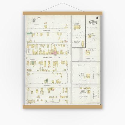 Old map wall art mockup — magnetic wood frame on white wall — Sanborn Fire Insurance Map from Egg Harbor City, Atlantic County, New Jersey (1896), Sheet #0002
