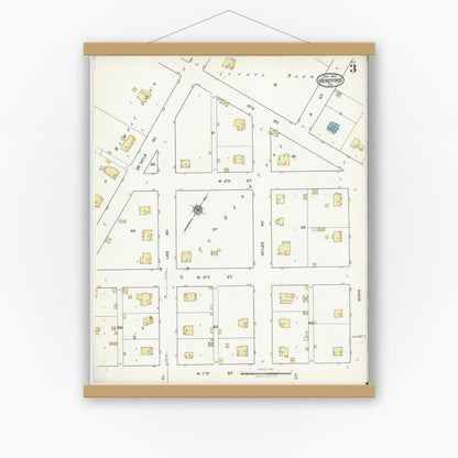 Old map wall art mockup — magnetic wood frame on white wall — Sanborn Fire Insurance Map from Hereford, Deaf Smith County, Texas (1920), Sheet #0003