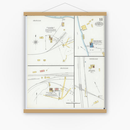 Old map wall art mockup — magnetic wood frame on white wall — Sanborn Fire Insurance Map from Negaunee, Marquette County, Michigan (1902), Sheet #0011