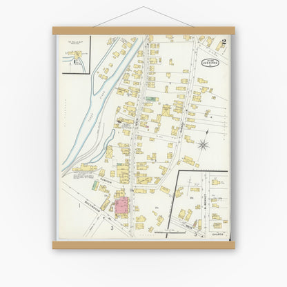 Old map wall art mockup — magnetic wood frame on white wall — Sanborn Fire Insurance Map from Luzerne, Luzerne County, Pennsylvania (1896), Sheet #0002