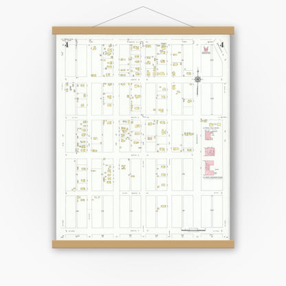 Old map wall art mockup — magnetic wood frame on white wall — Sanborn Fire Insurance Map from La Porte, Harris County, Texas (1939), Sheet #0004