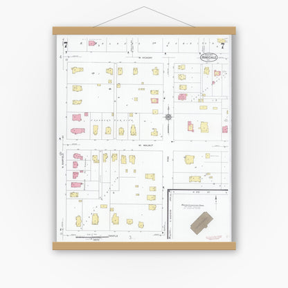 Old map wall art mockup — magnetic wood frame on white wall — Sanborn Fire Insurance Map from Hinsdale, Du Page And Cook Counties, Illinois (1927), Sheet #0007