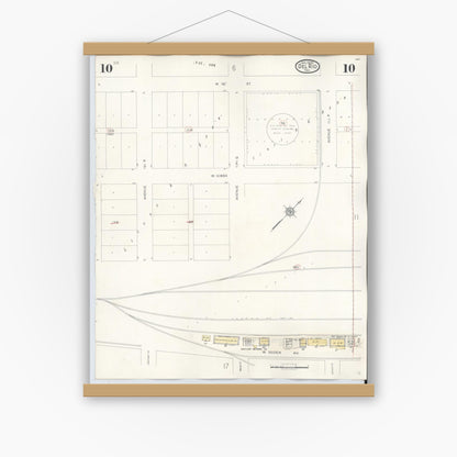 Old map wall art mockup — magnetic wood frame on white wall — Sanborn Fire Insurance Map from Del Rio, Val Verde County, Texas (1948), Sheet #0010