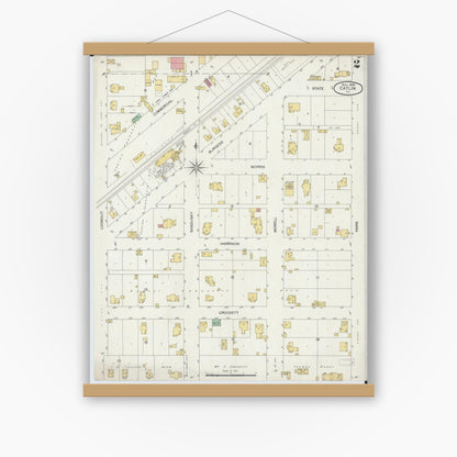 Old map wall art mockup — magnetic wood frame on white wall — Sanborn Fire Insurance Map from Catlin, Vermilion County, Illinois (1899), Sheet #0002