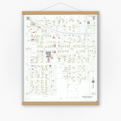 Old map wall art mockup — magnetic wood frame on white wall — Sanborn Fire Insurance Map from Loudonville, Ashland County, Ohio (1950), Sheet #0003