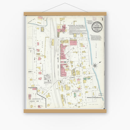 Old map wall art mockup — magnetic wood frame on white wall — Sanborn Fire Insurance Map from New Haven, Franklin County, Missouri (1908) - Complete Map Set