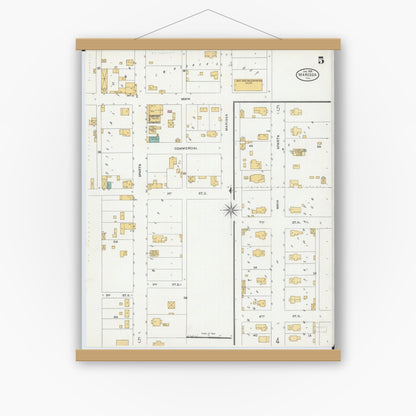 Old map wall art mockup — magnetic wood frame on white wall — Sanborn Fire Insurance Map from Marissa, Saint Clair County, Illinois (1906), Sheet #0005