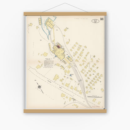 Old map wall art mockup — magnetic wood frame on white wall — Sanborn Fire Insurance Map from Hilo, Hawaii County, Hawaii (1914), Sheet #0018