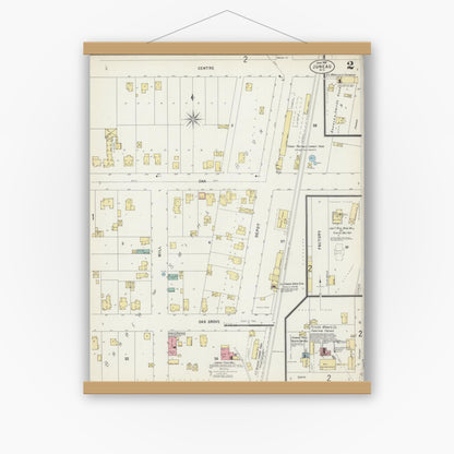 Old map wall art mockup — magnetic wood frame on white wall — Sanborn Fire Insurance Map from Juneau, Dodge County, Wisconsin (1897), Sheet #0002