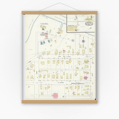 Old map wall art mockup — magnetic wood frame on white wall — Sanborn Fire Insurance Map from Charlevoix, Charlevoix County, Michigan (1912), Sheet #0005