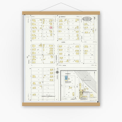 Old map wall art mockup — magnetic wood frame on white wall — Sanborn Fire Insurance Map from Chicago Junction, Huron County, Ohio (1911), Sheet #0007