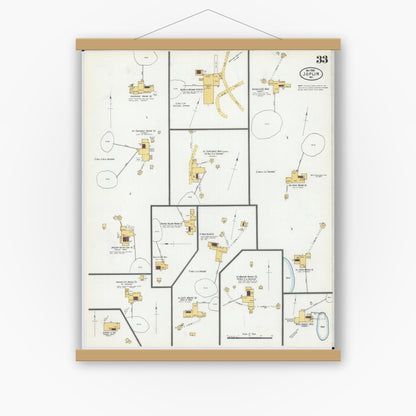 Old map wall art mockup — magnetic wood frame on white wall — Sanborn Fire Insurance Map from Joplin, Jasper County, Missouri (1900), Sheet #0033