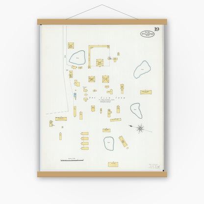 Old map wall art mockup — magnetic wood frame on white wall — Sanborn Fire Insurance Map from Stillwater, Washington County, Minnesota (1904), Sheet #0019