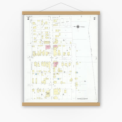 Old map wall art mockup — magnetic wood frame on white wall — Sanborn Fire Insurance Map from Baltimore, Fairfield County, Ohio (1946), Sheet #0002