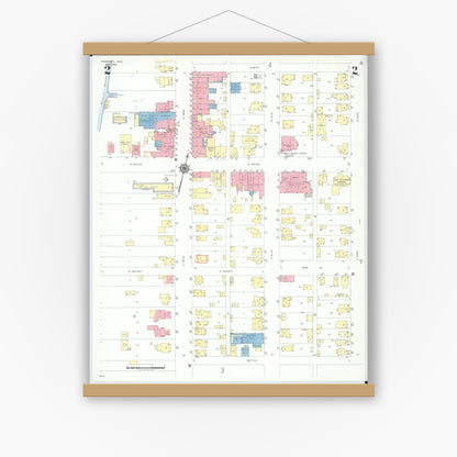Old map wall art mockup — magnetic wood frame on white wall — Sanborn Fire Insurance Map from Prospect, Marion County, Ohio (1946), Sheet #0002