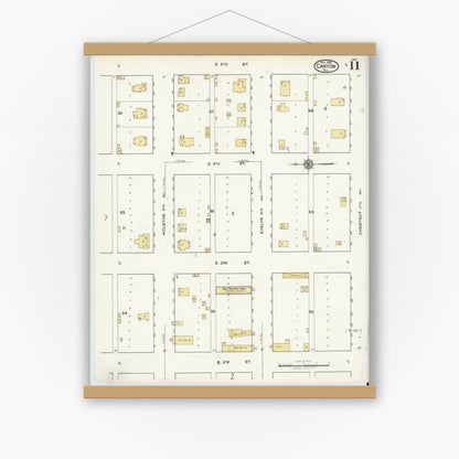 Old map wall art mockup — magnetic wood frame on white wall — Sanborn Fire Insurance Map from Canyon, Randall County, Texas (1920), Sheet #0011