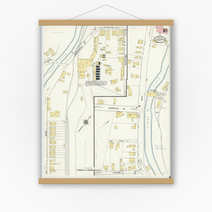Old map wall art mockup — magnetic wood frame on white wall — Sanborn Fire Insurance Map from Luzerne, Luzerne County, Pennsylvania (1911), Sheet #0010