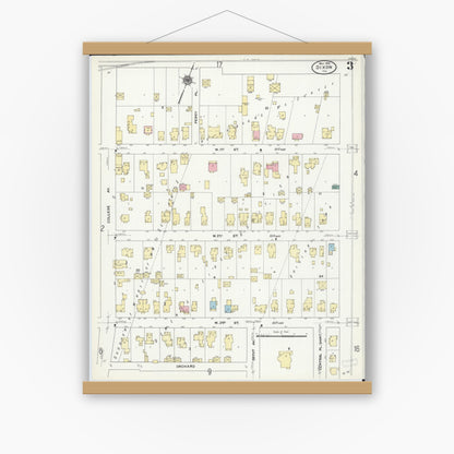 Old map wall art mockup — magnetic wood frame on white wall — Sanborn Fire Insurance Map from Dixon, Lee County, Illinois (1910), Sheet #0003