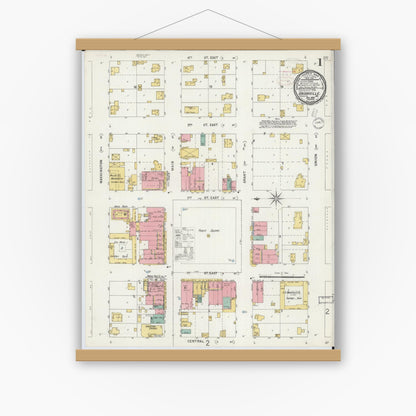 Old map wall art mockup — magnetic wood frame on white wall — Sanborn Fire Insurance Map from Unionville, Putnam County, Missouri (1898) - Complete Map Set