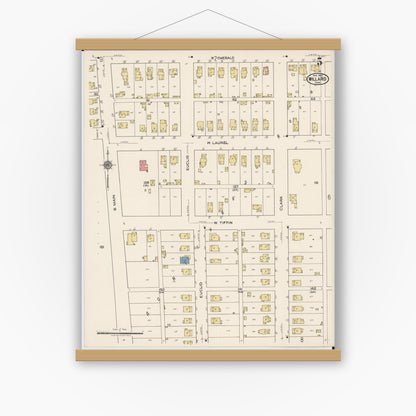 Old map wall art mockup — magnetic wood frame on white wall — Sanborn Fire Insurance Map from Willard, Huron County, Ohio (1922), Sheet #0005