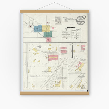 Old map wall art mockup — magnetic wood frame on white wall — Sanborn Fire Insurance Map from New Washington, Crawford County, Ohio (1911) - Complete Map Set