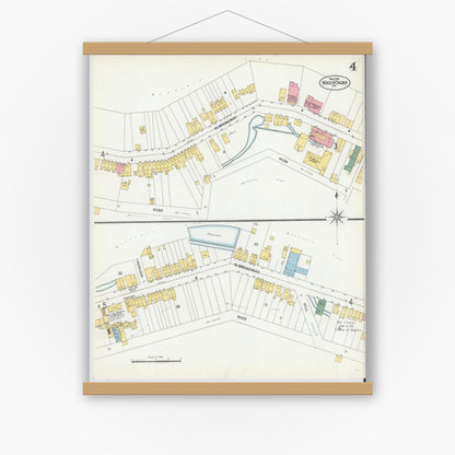 Old map wall art mockup — magnetic wood frame on white wall — Sanborn Fire Insurance Map from Mauch Chunk, Carbon County, Pennsylvania (1902), Sheet #0004