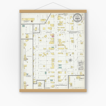 Old map wall art mockup — magnetic wood frame on white wall — Sanborn Fire Insurance Map from Hammond, St. Croix County, Wisconsin (1902), Sheet #0001